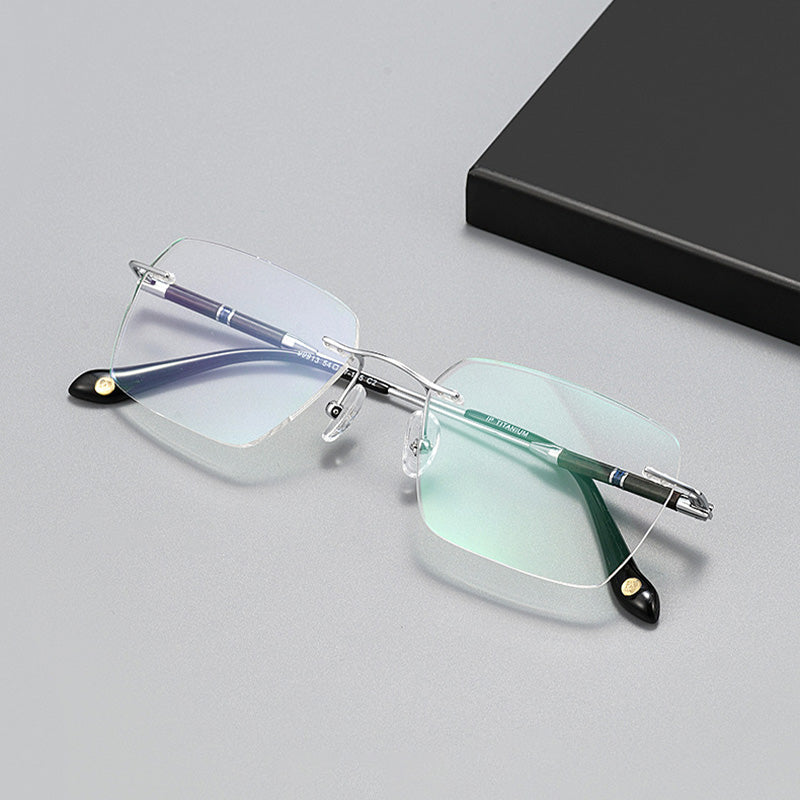 Rectangle Titanium Rimless Glasses 99913CN