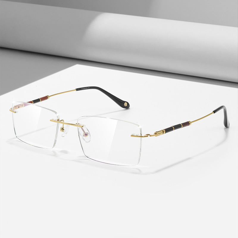 Rectangle Titanium Rimless Glasses 99917CN