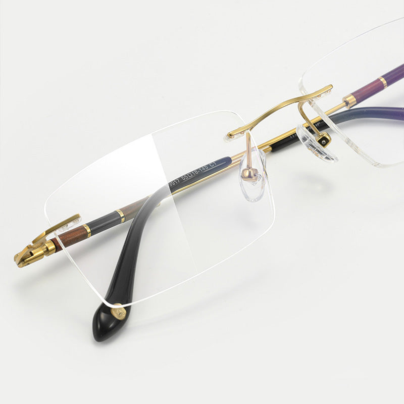 Rectangle Titanium Rimless Glasses 99917CN