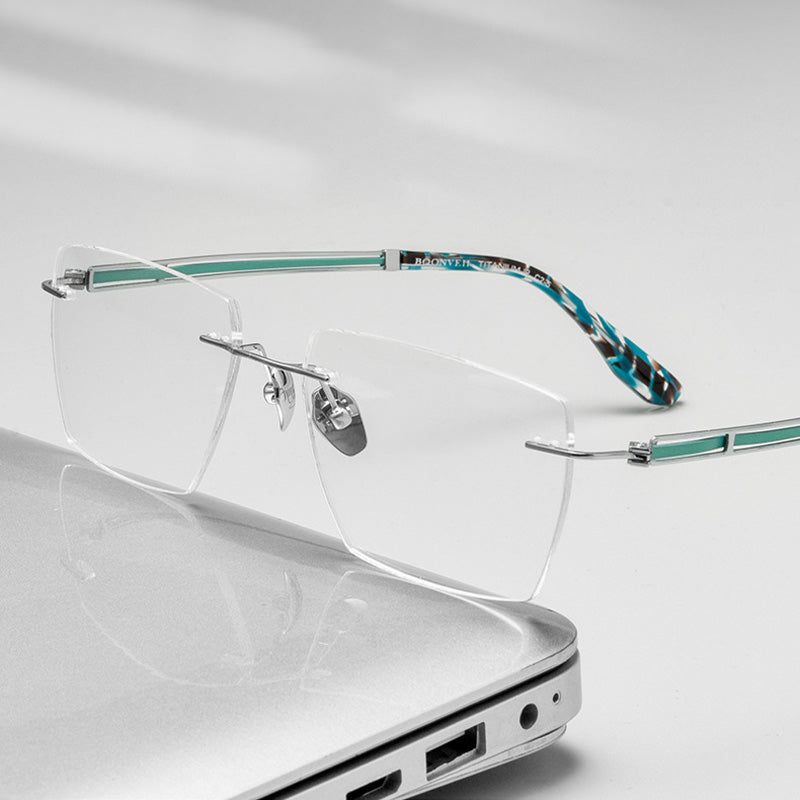 Men’s Titanium Rectangular Rimless Glasses BW6036V