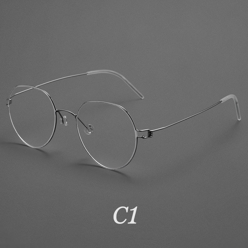 Super light Crown Panto Titanium Metal Full Rim Prescription Glasses S