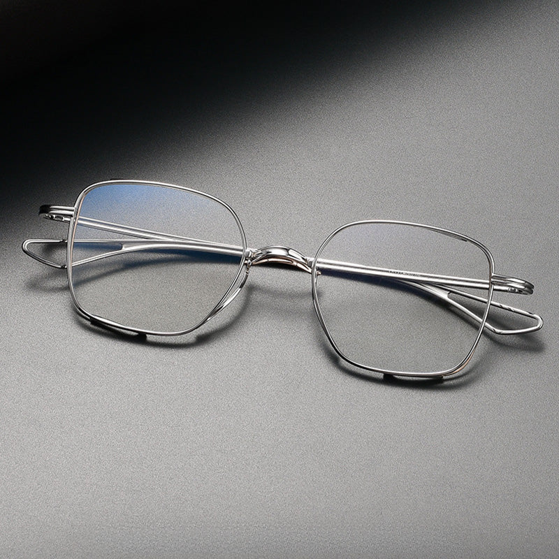 Saddle Bridge Titanium Glasses - Double Rim Geometric Optical Frames DTX124