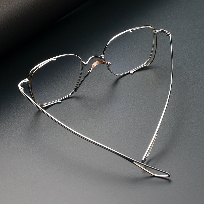 Saddle Bridge Titanium Glasses - Double Rim Geometric Optical Frames DTX124