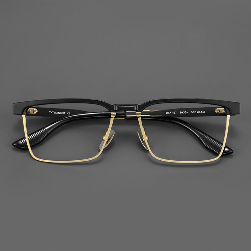Industrial Sculpted Titanium Browline Glasses DTX137