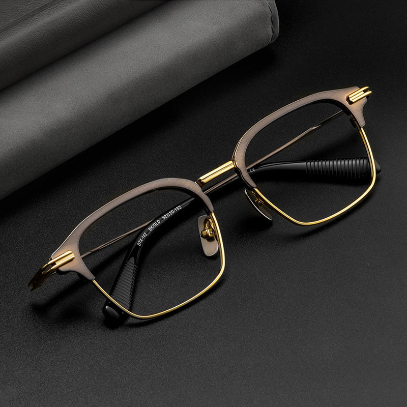 Acetate Titanium Metal Browline Full Rim Prescription Spectacles Unisex DTX142S
