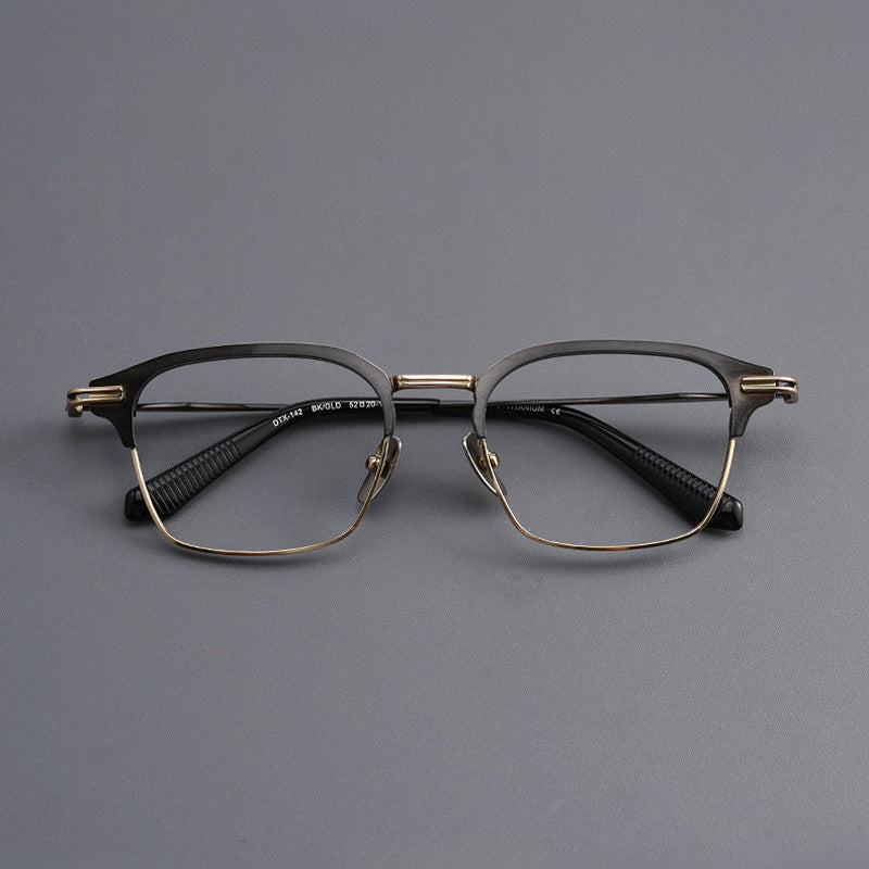 Acetate Titanium Metal Browline Full Rim Prescription Spectacles Unisex DTX142S