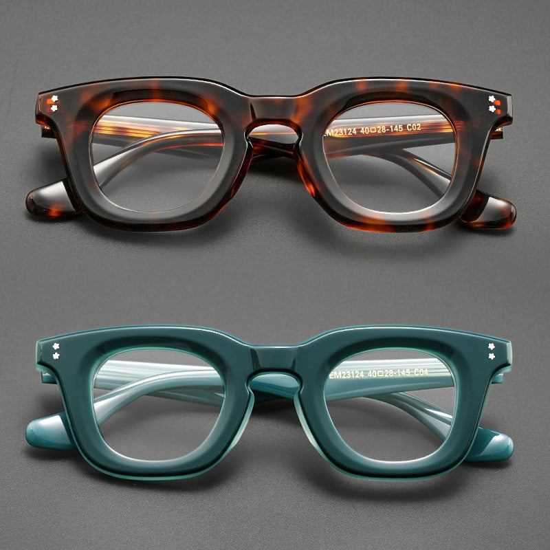 Thick Rimmed Keyhole Bridge Wellington Acetate Glasses EM23124