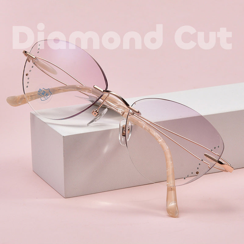 Diamond Cut | Crystal Inlays | Glitter Dust Accent Rimless Glasses H-70328 H-8710 HM-5890 HM-025C9