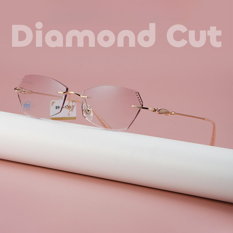 Diamond Cut | Crystal Inlays Rimless Glasses H-78395 H-78815 H7883-15