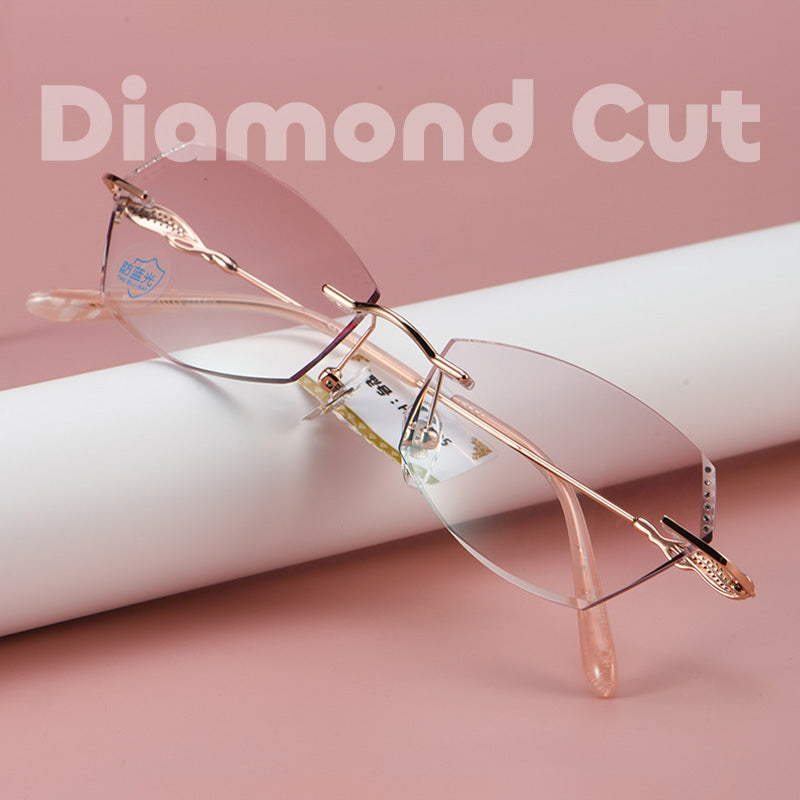 Diamond Cut | Crystal Inlays Rimless Glasses H-78395 H-78815 H7883-15