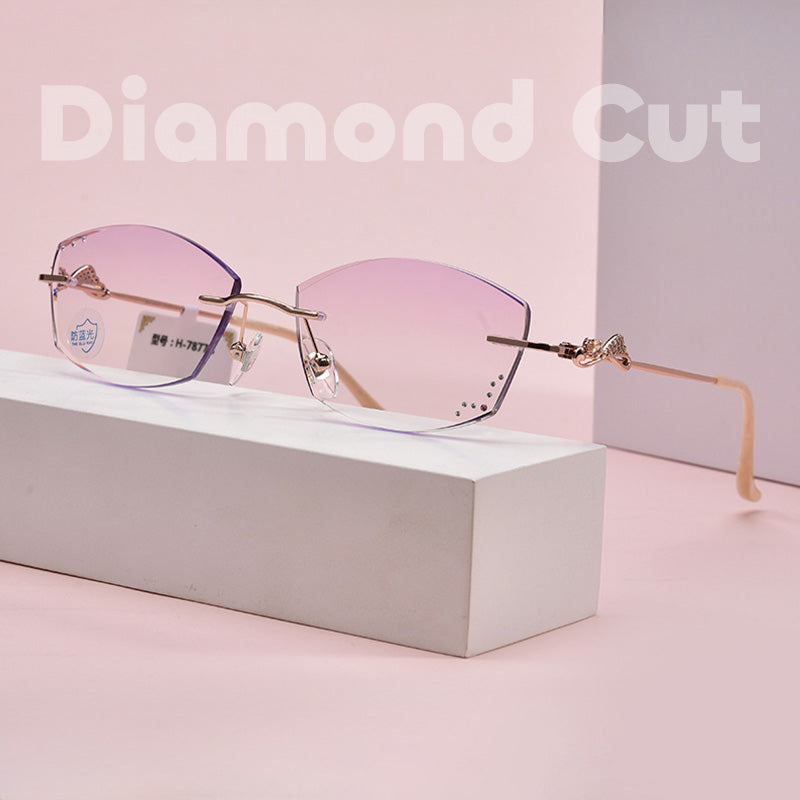 Diamond Cut | Crystal Inlays Rimless Glasses H-78774 H-78555 H-78335 H-78328