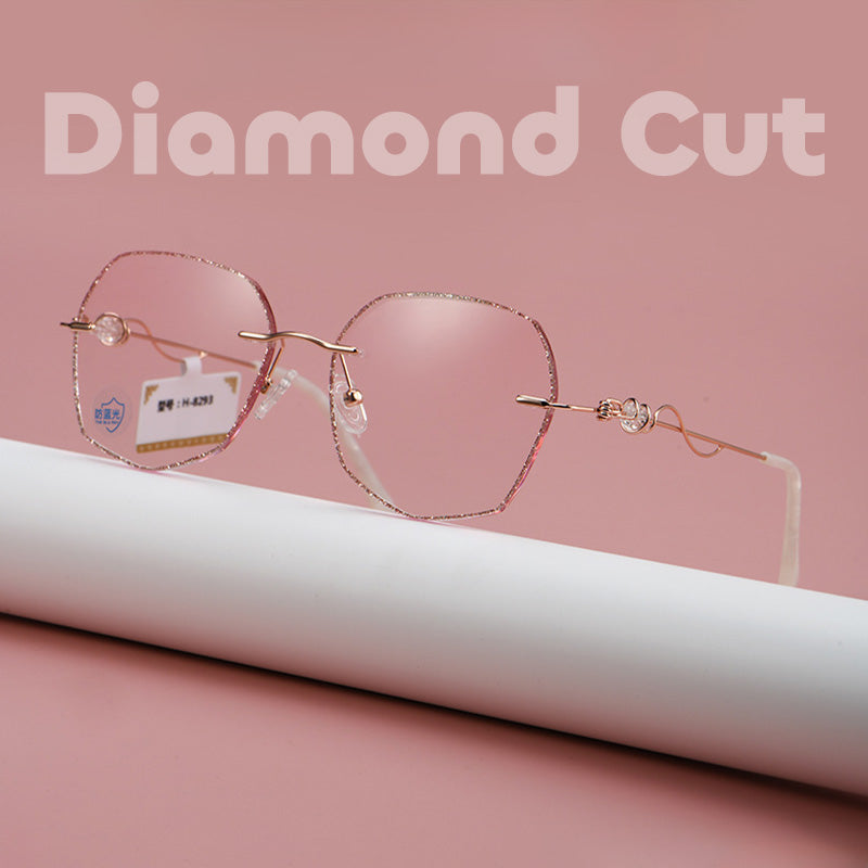 Diamond Cut | Crystal Inlays | Glitter Dust Accent Rimless Glasses HM-008C6 HM-5107 HM-5290 HM-5778