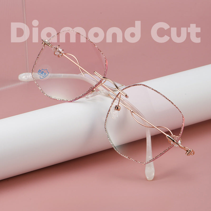 Diamond Cut | Crystal Inlays | Glitter Dust Accent Rimless Glasses HM-008C6 HM-5107 HM-5290 HM-5778