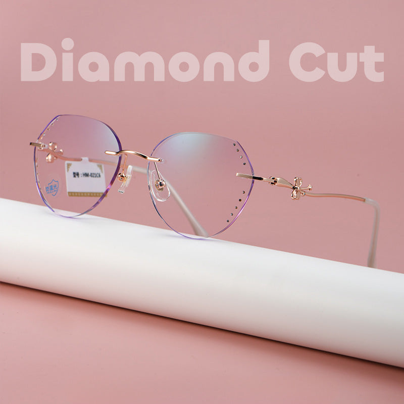 Diamond Cut | Crystal Inlays | Glitter Dust Accent Rimless Glasses H-78824 H-78098 H-890113