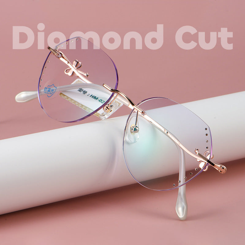 Diamond Cut | Crystal Inlays | Glitter Dust Accent Rimless Glasses H-78824 H-78098 H-890113