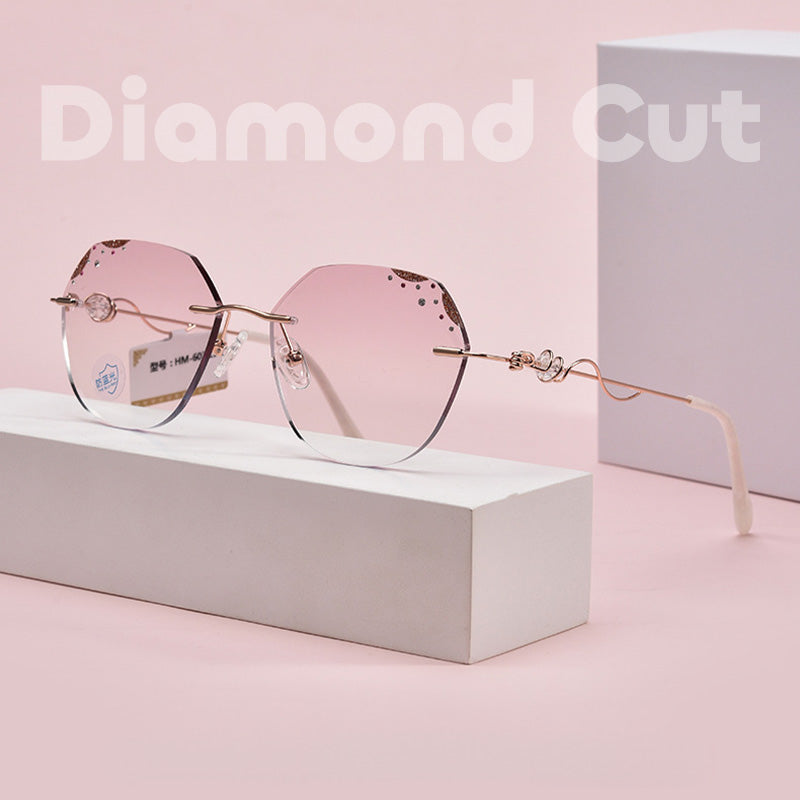 Diamond Cut | Crystal Inlays | Glitter Dust Accent Rimless Glasses HM-60315 HM-60830 HM-61960