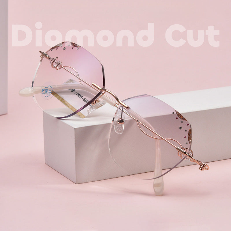 Diamond Cut | Crystal Inlays | Glitter Dust Accent Rimless Glasses HM-60315 HM-60830 HM-61960