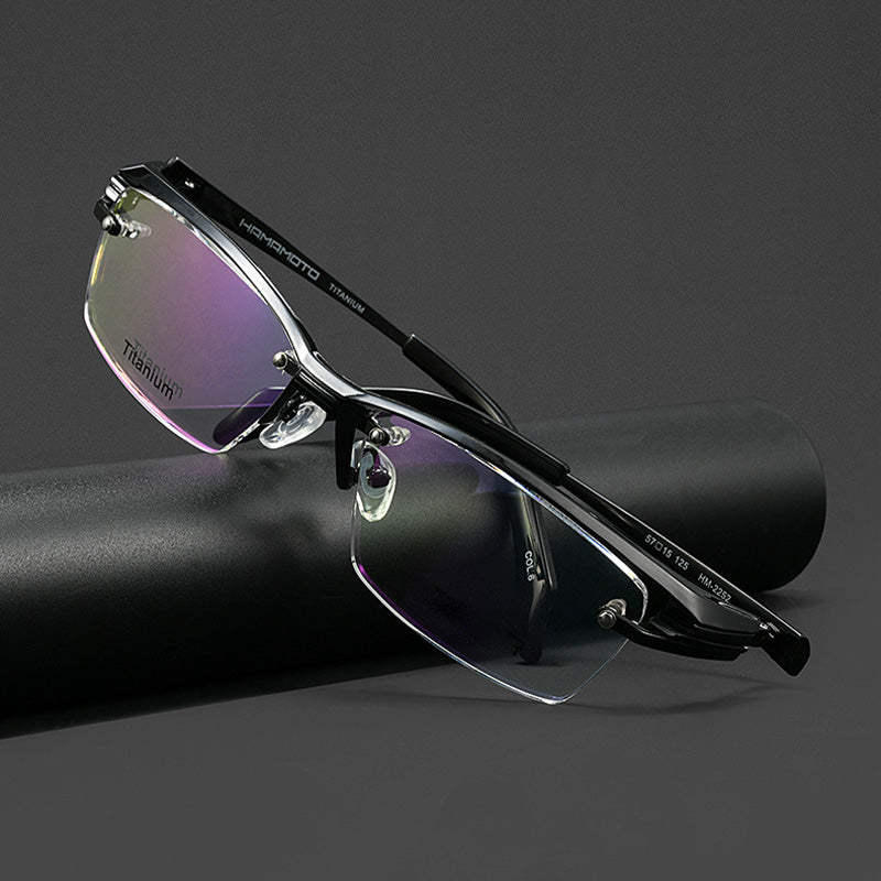 Titanium Exoskeleton Eyewear Cyberpunk Mechanical Rimless Glasses HM2252T