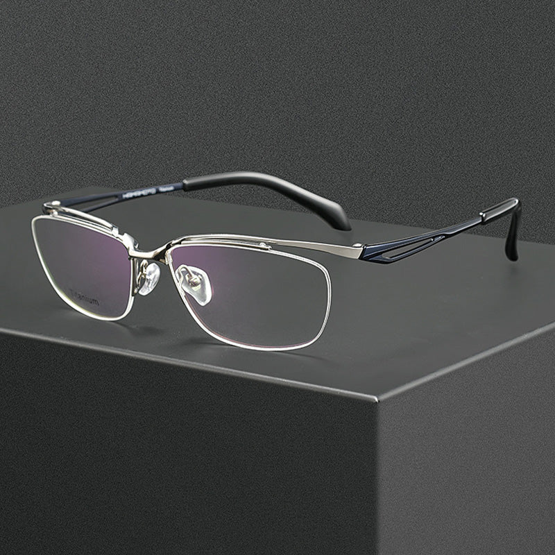 Aerodynamic Titanium Glasses Split Brow Mechanical Half Rim Eyewear HM2276T