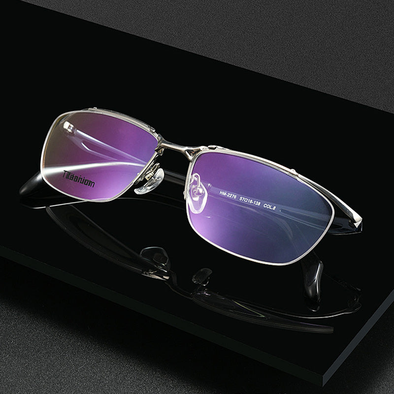Aerodynamic Titanium Glasses Split Brow Mechanical Half Rim Eyewear HM2276T