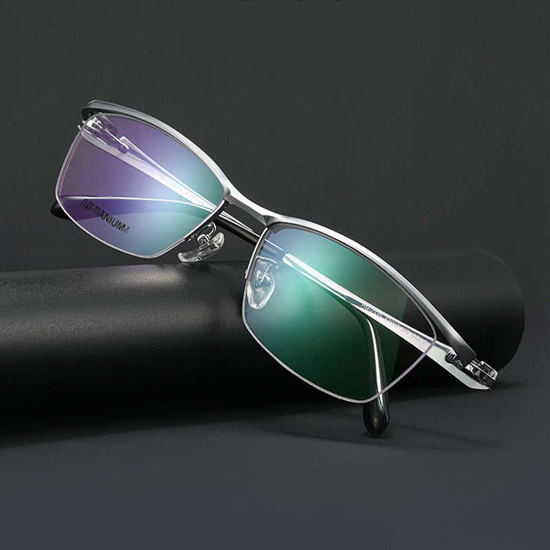 Fluid Chassis Titanium Eyewear Executive Half Rim Spectacles HM2339T