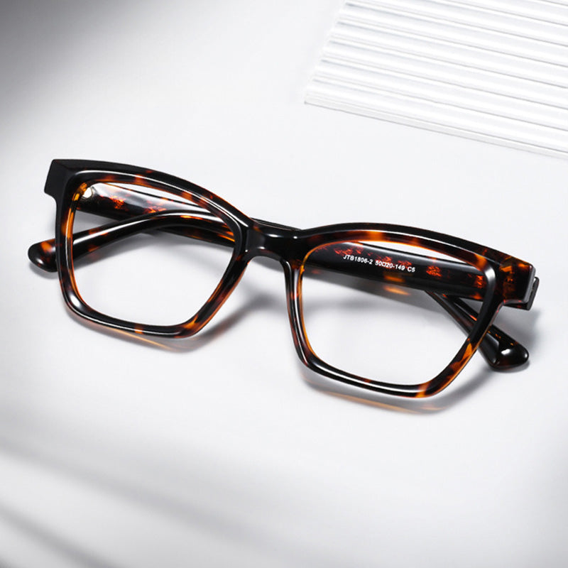 Chunky Acetate Square Cat-Eye Glasses JTB1806-2E