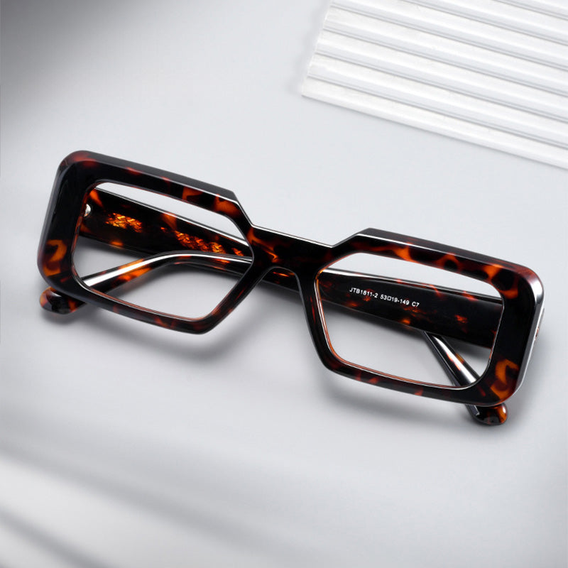 Heavy Chunky Acetate Geometric Square Glasses JTB1811-2E