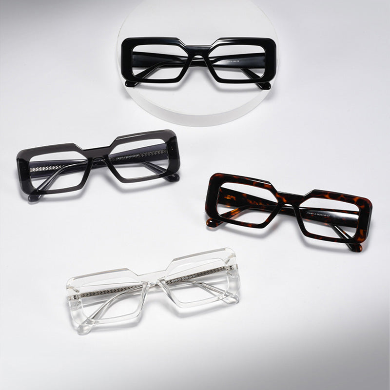 Heavy Chunky Acetate Geometric Square Glasses JTB1811-2E