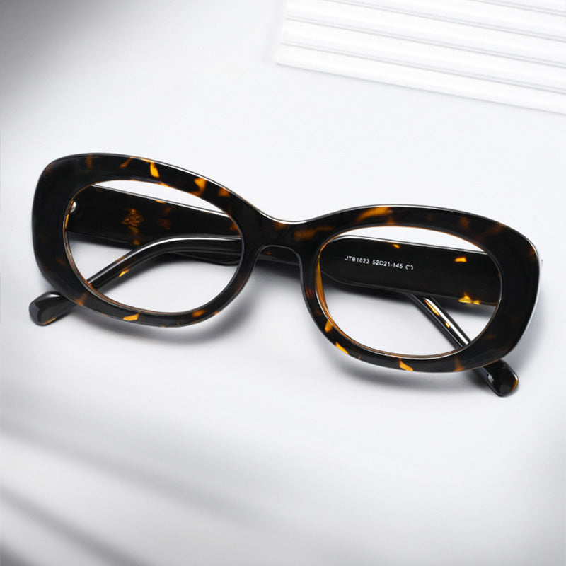 Y2K Aesthetic Tortoise Chunky Oval Acetate Glasses JTB1823E