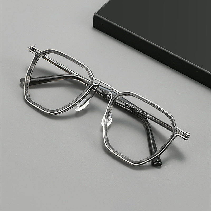 Geometric Acetate Metal Oversized Prescription Frames M-5867