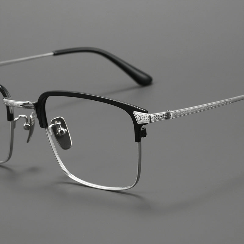 Square Acetate Titanium Oversized Prescription Frames N05H