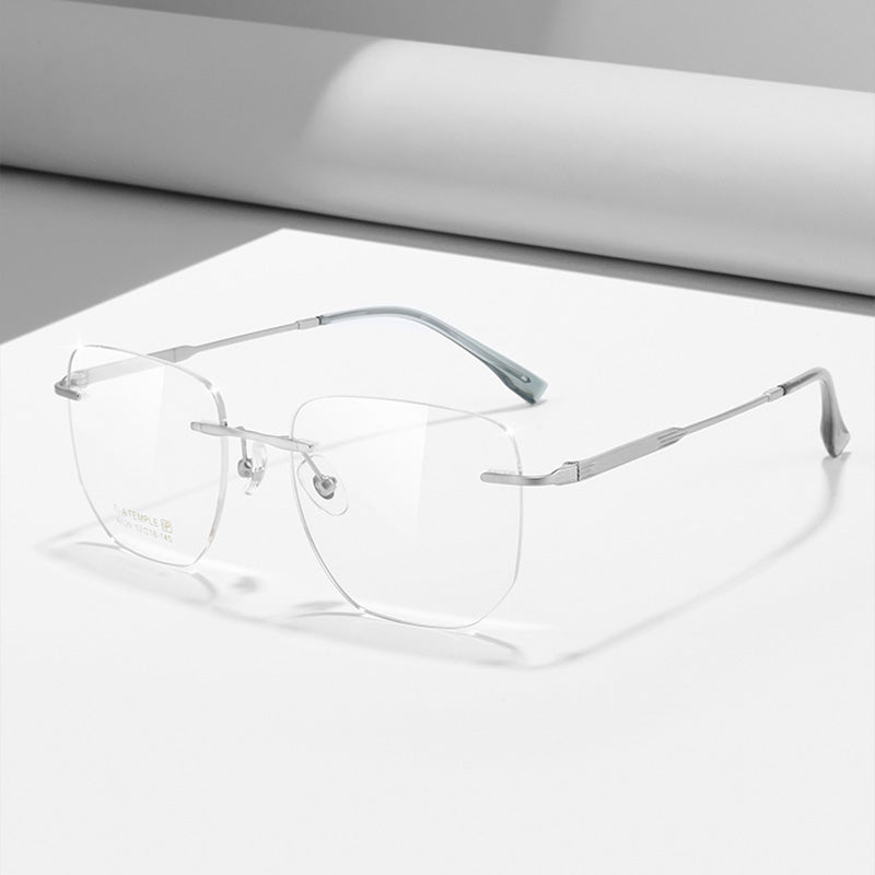 Unisex Oversized Metal Rimless Glasses R029BT