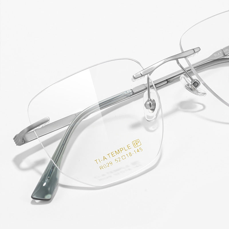 Unisex Oversized Metal Rimless Glasses R029BT