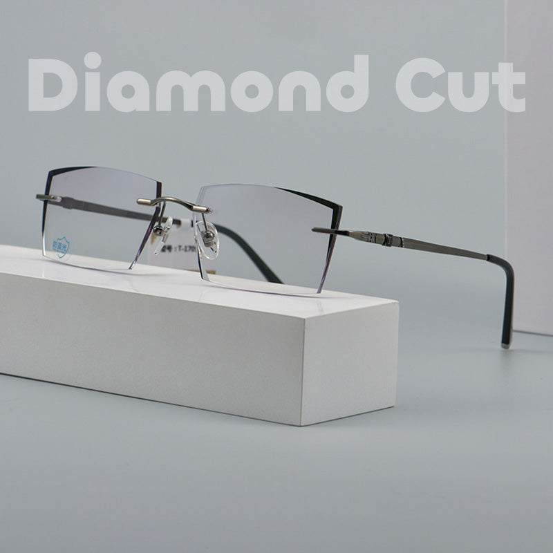 Diamond Cut | Crystal Inlays | Men Rimless Glasses T-1852-2 T-17010 T-17052 T-18652 T-19160