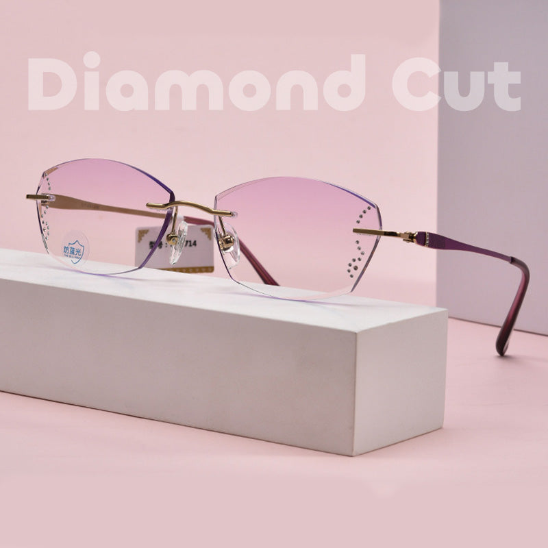 Diamond Cut | Crystal Inlays Rimless Glasses T-18714 T-18798