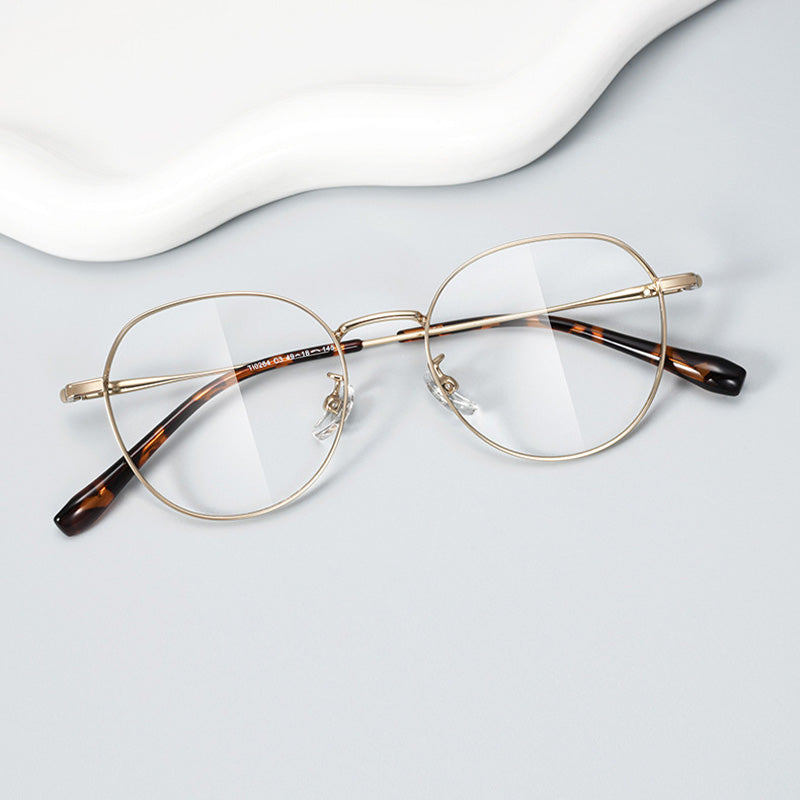 Korean Minimalist Crown Round Eyeglasses TI0264
