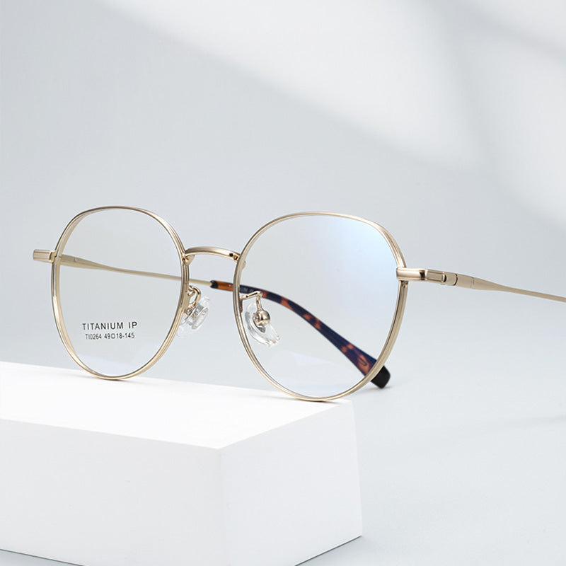 Korean Minimalist Crown Round Eyeglasses TI0264