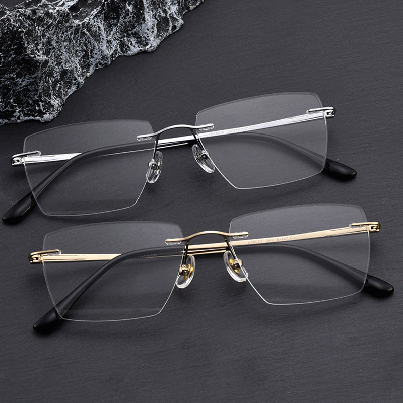 Rectangle Angular Optical Rimless Glasses BD6010Z