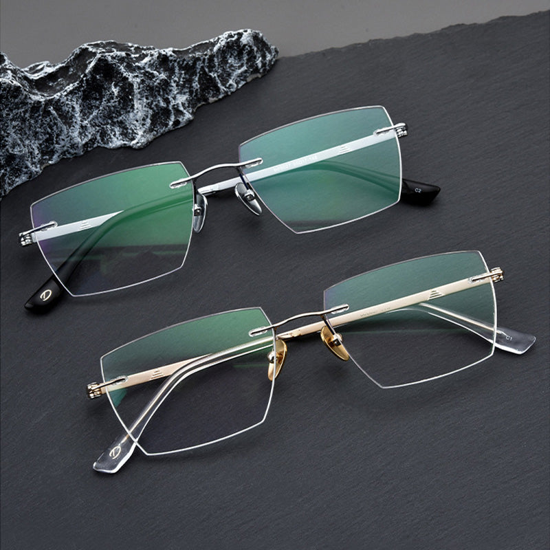 Rectangle Angular Optical Rimless Glasses BD6027Z